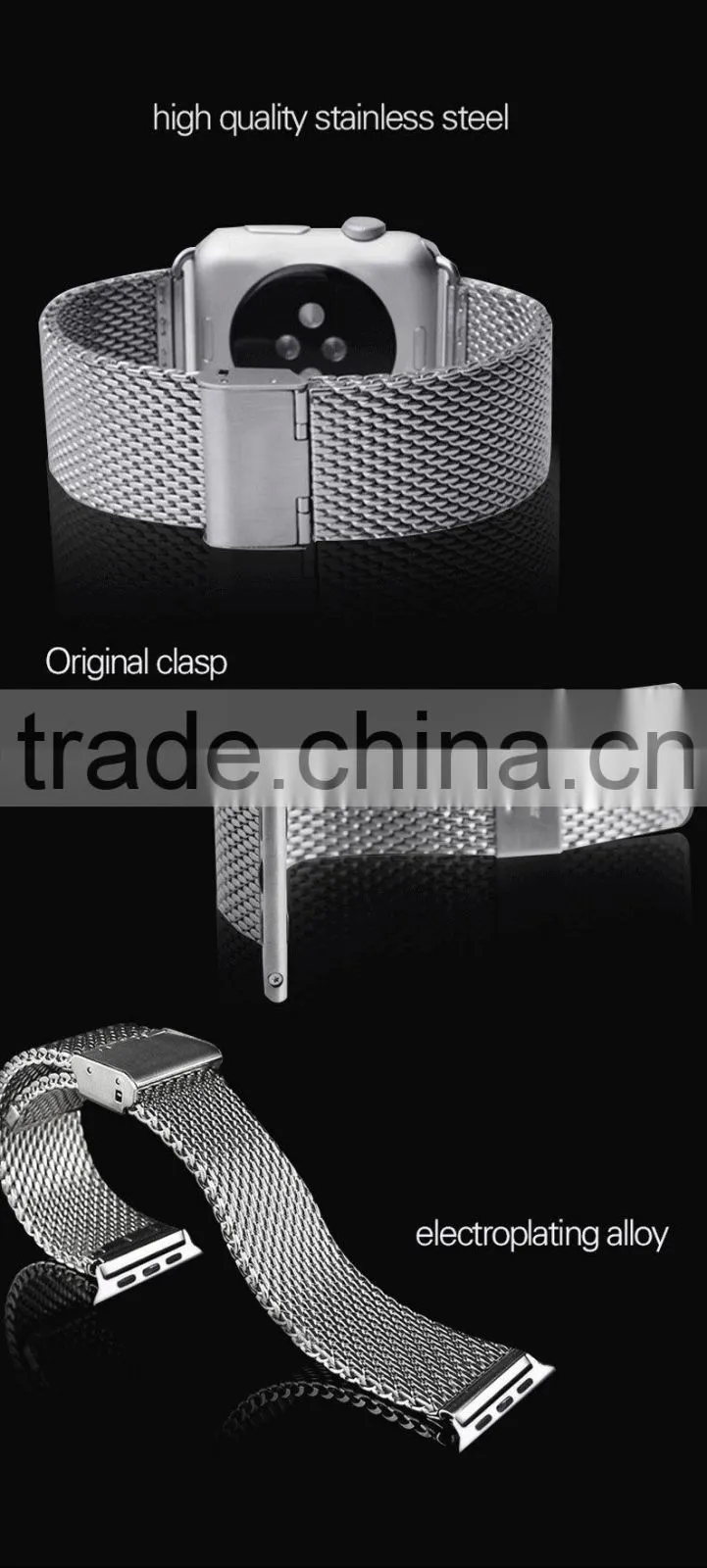 Shengo High Quality Genuine Stainless Steel Watch Strap For Apple Watch With Band Adapter