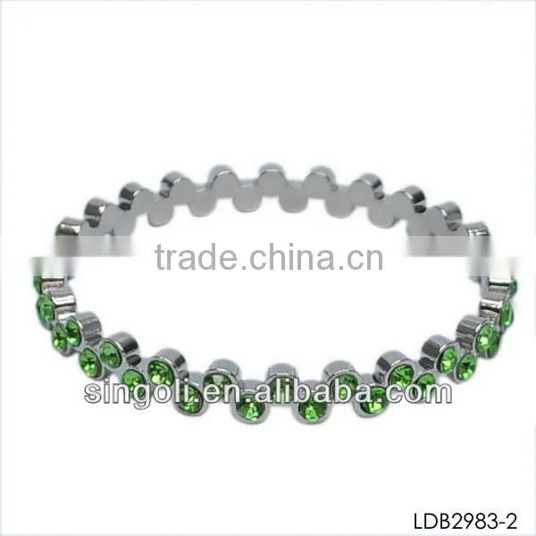 Multi layer silver platting gems pave set bangles hot new product for 2014