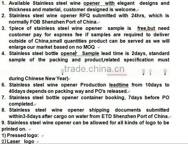 Metal wine opener with low price and high quality made in Jieyang Junzhan factory directly