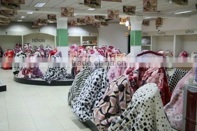 100% polyester super soft printed double mink blanket with zig-zag