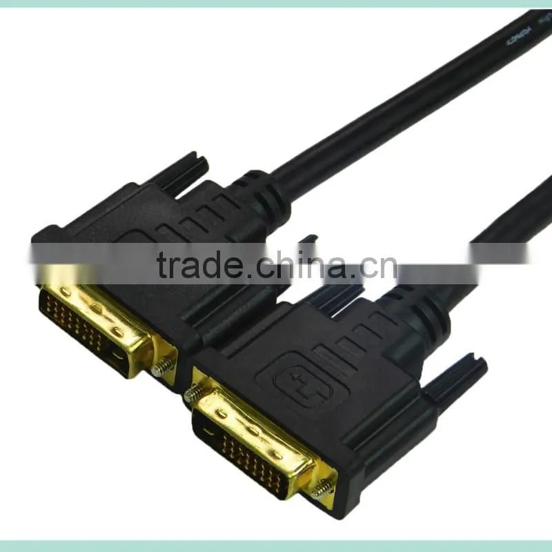 Black 90 degree 24+1 DVI to DVI cable with Ethernet and gold connector support 3D