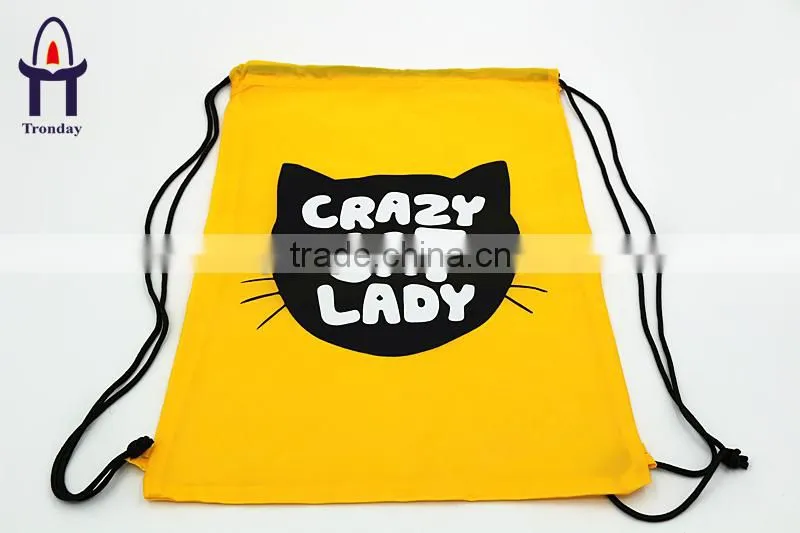 420D custom drawstring backpack with cute monster printing beach bag