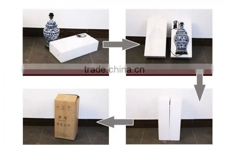 Chinese ceramic ginger jar table lamp with base switch