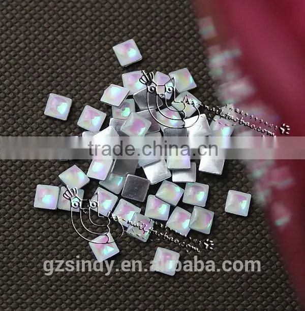 3d nail art decoration flat back square resin opal stone ZX:SZ572