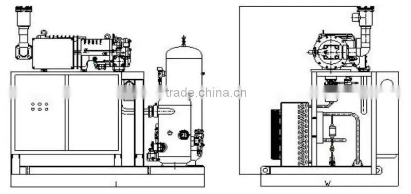 Low Temperature Semi-hermetic Screw Compressor Racks Condensing Unit for Fresh Fruit,Food,Meat in Cold Room etc