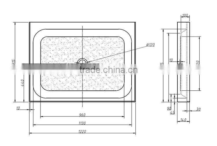 SUNZOOM cUPC tile flange,3 side tile flange shower base,shower tray with tile flange