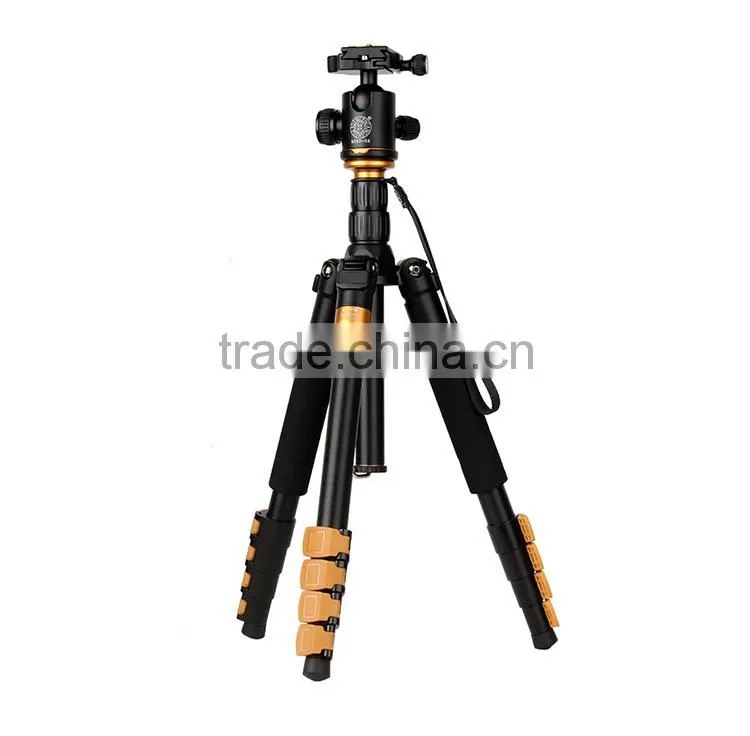 QZSD-Q570A 62'' Professional Golden Aluminum13'' Folded Video DSLR Digital Camcorder Camera Tripod Monopod