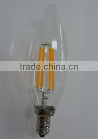 4 Watt Filament LED Candelabra Bulb E12 Base Flame Tip