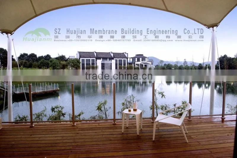 Fabric Tensile Membrane Structure canopy applicatin for hotel shopping hall with PTFE ETFE