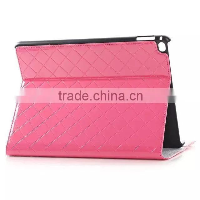 lattice leather stand case for ipad air 2, with sleep and wake function case for ipad 6