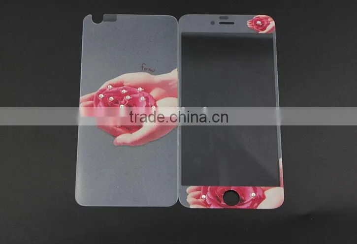 Fashion mobile phone accessories diamond tempered glass screen protector for iPhone 6