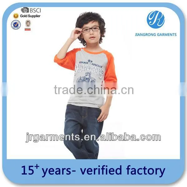 OEM service 100% polyester Child's Navy blue printed boy's long sleeve t shirt factory