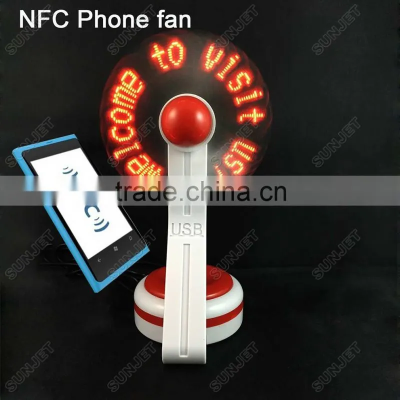 2016 new Arrival new invention electrical flashing NFC phone custom message fan