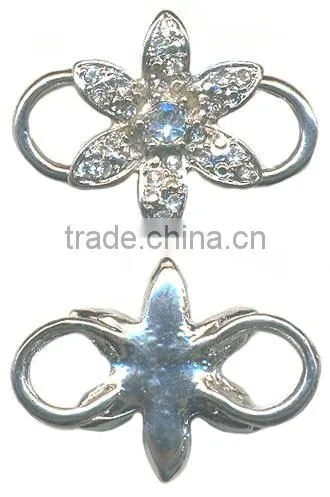 1.5MM 3MM Clear Cystal Rhinestone Flower Connector Rhodium Metal Belt Buckles