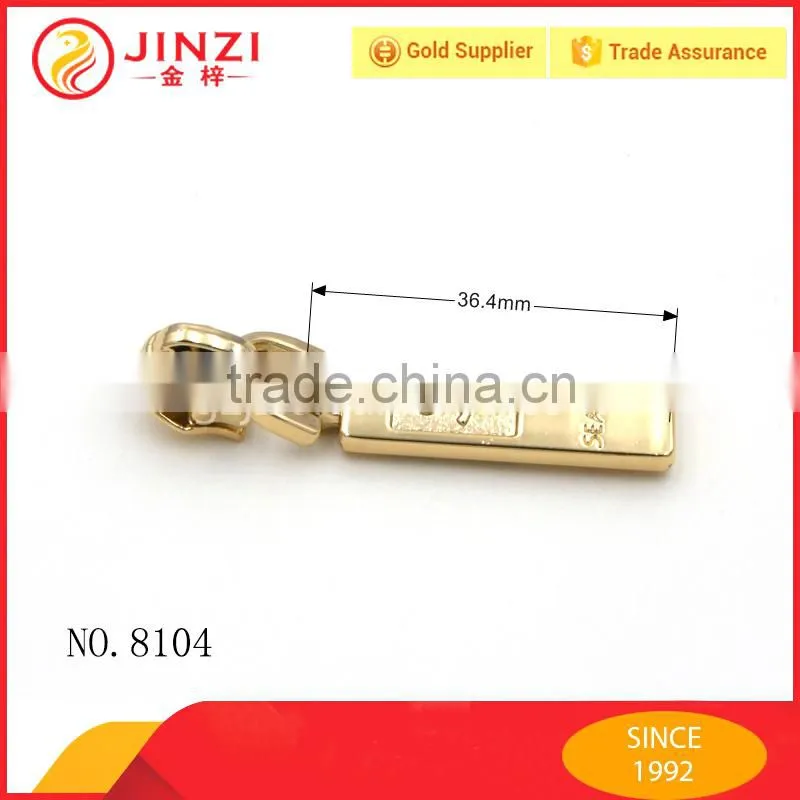 Shiny gold color engraved letters zipper puller