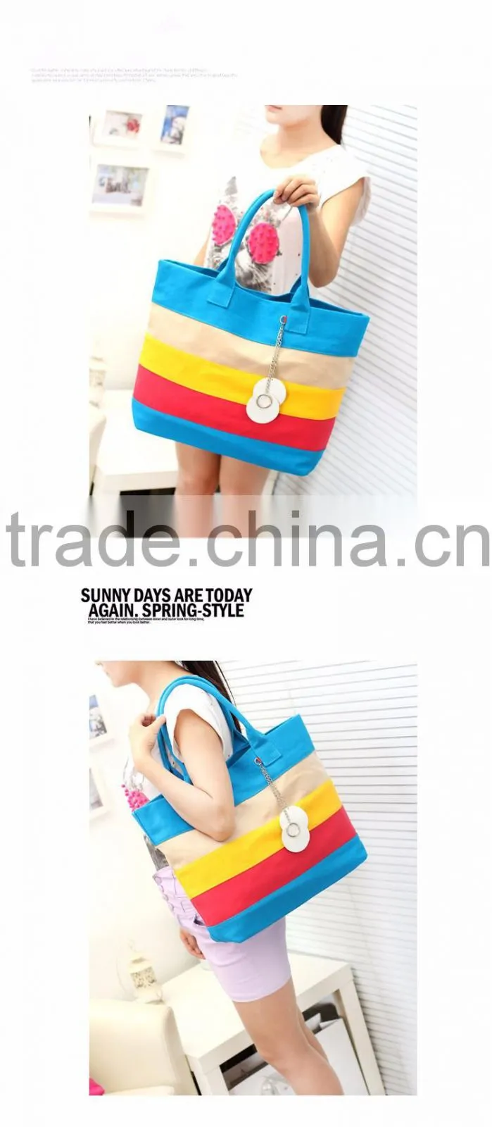 2016 fashion canvas beach bag