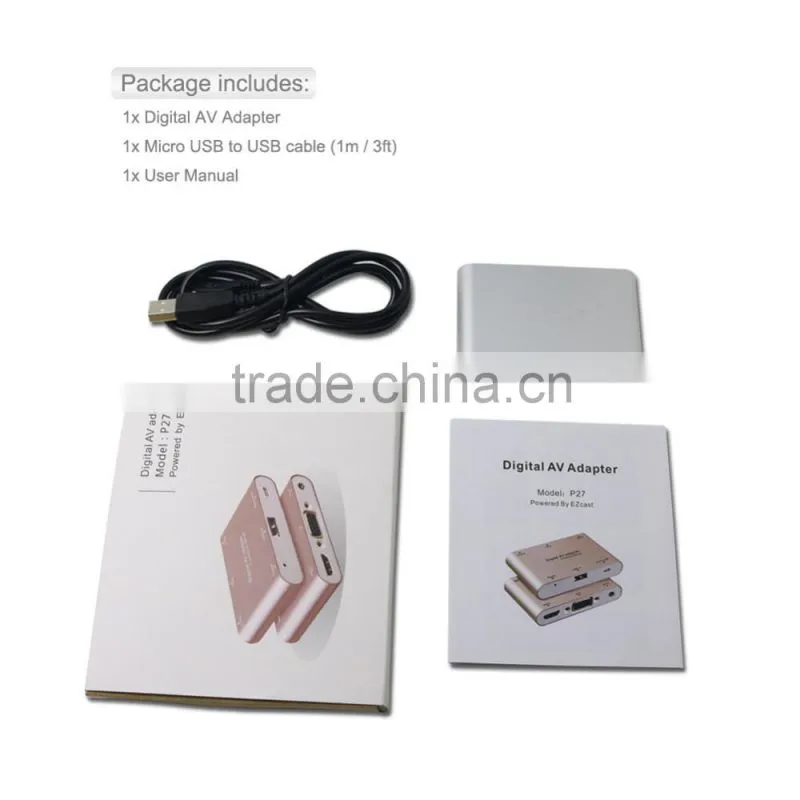 All in One Digital AV Adapter Micro USB/USB to HDMI/VGA Audio Digital AV Adapter For IOS Android Micro USB to USB cable