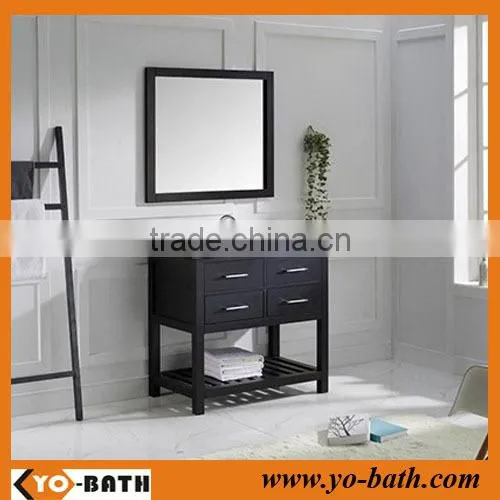 36 inch solid wood black contemporary bathroom cabinet