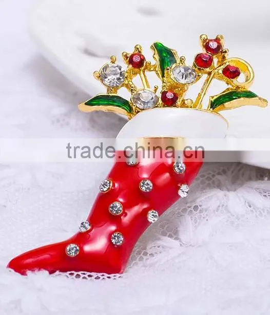 Pair Of Santa's Red Boots X'mas Brooch