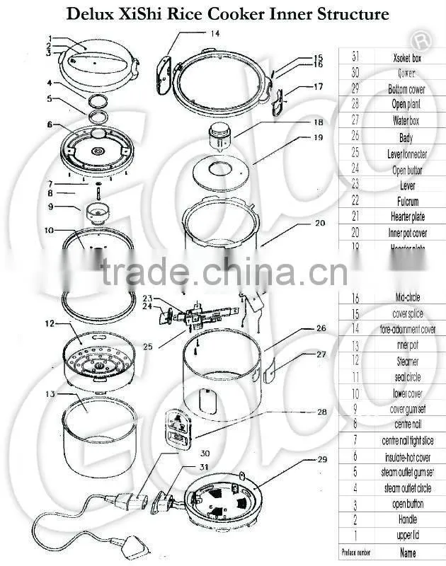 Electric Rice Cooker Deluxe Rice Cooker, Detachable Power Cord, Flower Outer Body