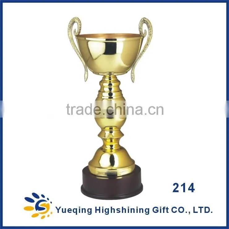 Big size high quality metal base 214 gold competitions award souvenir trophy cup