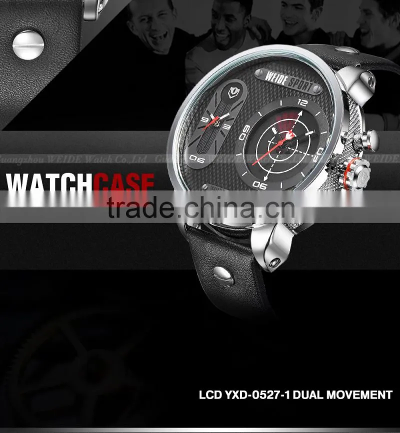 Weide Oversize Quartz Analog Dual Time Zone Digital Watches With Genuine Leather Band Water Resistant Watches Men Alibaba.China