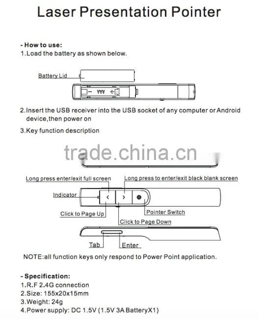 RF 2.4G Wireless Blue Laser Pointer