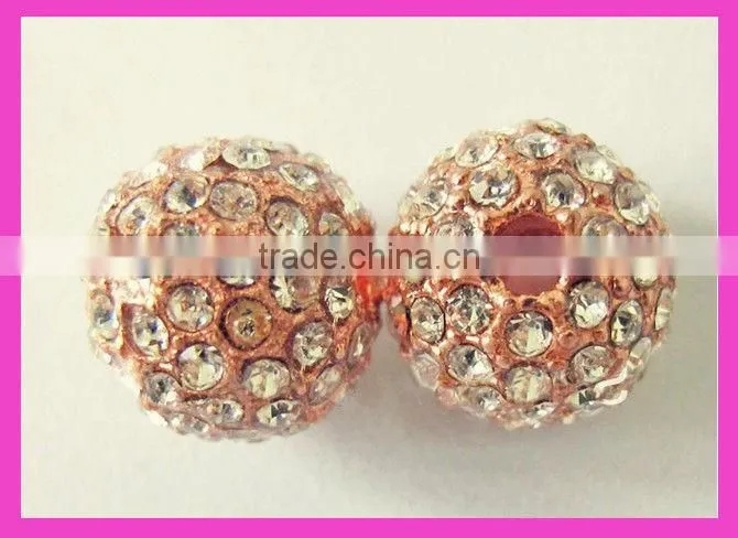 2013 crystal rhinestone ball beads metel pave alloy shamball beads gold ,silver ,rose gold,gunmetal color