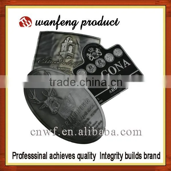 2015 best directly manufactuer offer Personalized metal Wine Bottle Label