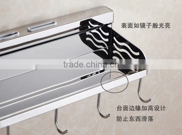 60cm Double cup Stainless Steel kitchen wall mounted corner shelf