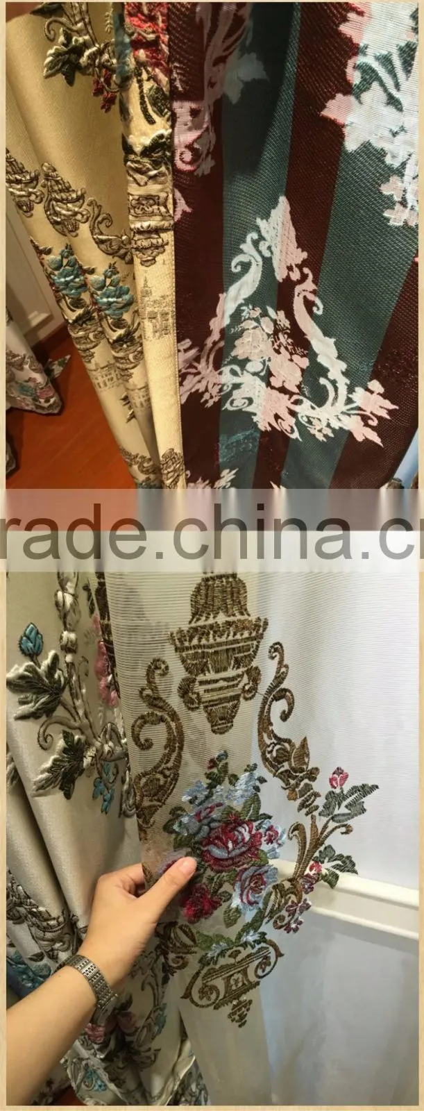 soft heavey touch flashy luxury 3D jacquard Turkish style curtain fabrics- Haining textile manufacture