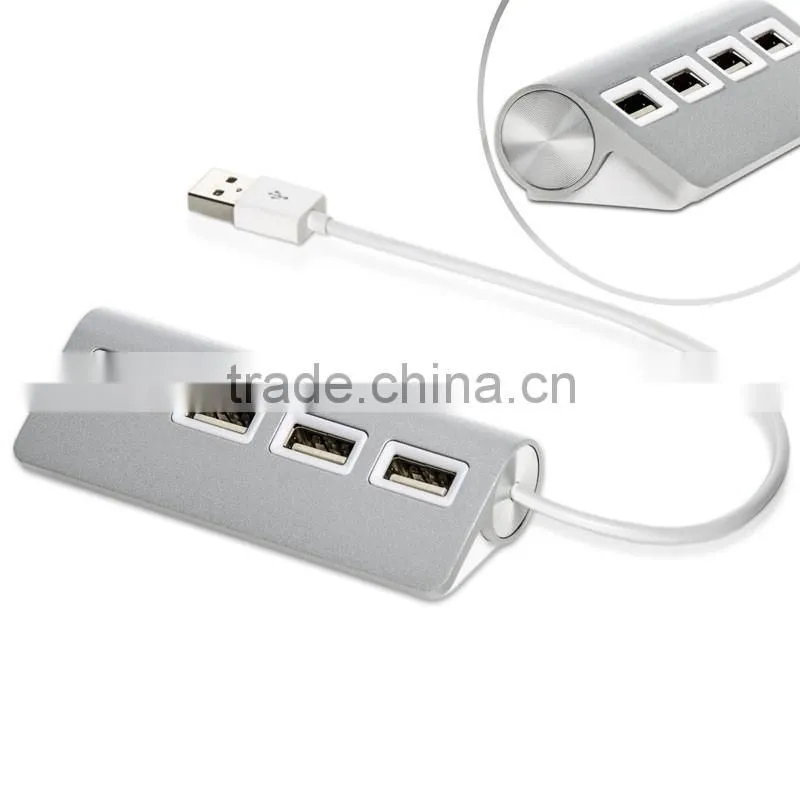 Premium Aluminum 4 port USB hub 2.0 Hub for Mac MacBook Air Pro Ultrabooks,Microsoft Surface RT Laptops OEM SUPPORT