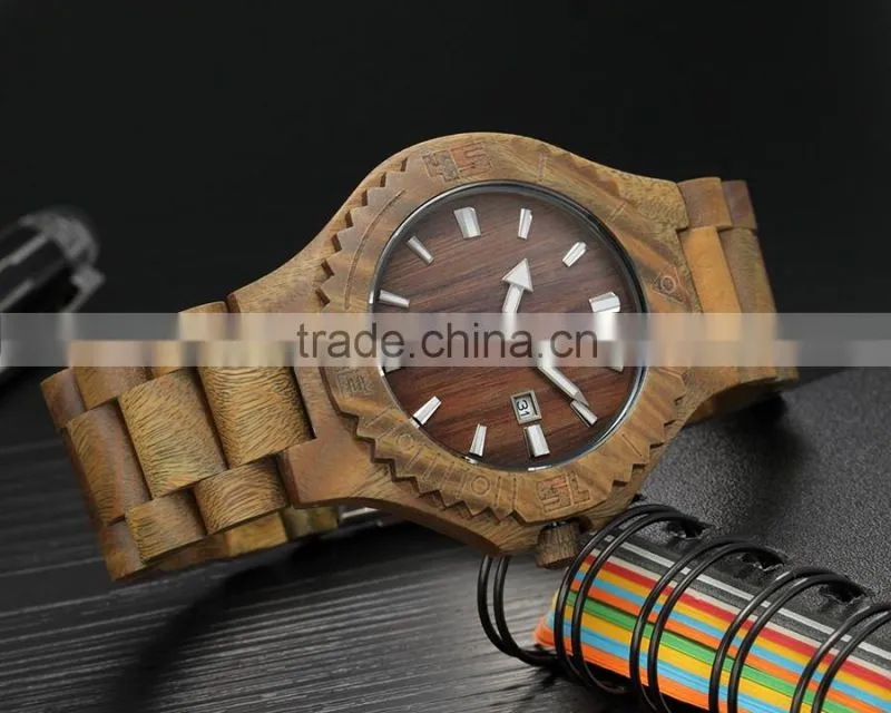2016 Fashion quartz bamboo wood watch mens wooden watches