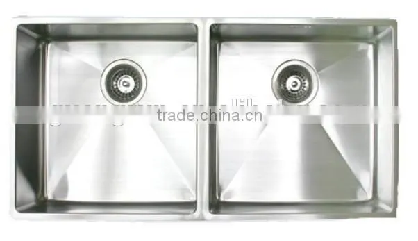 Hand Made Stainless Steel Double Bowls Kitchen Sink GR-Z8643-1