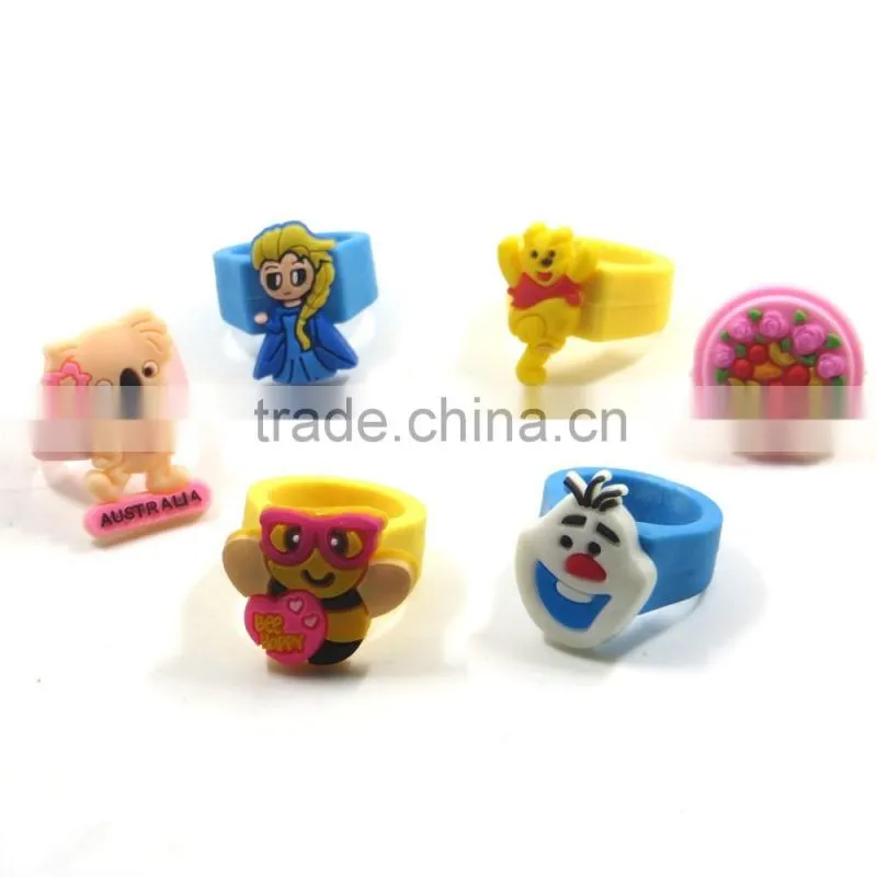 Newest design promotional gift wholesale cartoon 3d shaped rubber finger ring