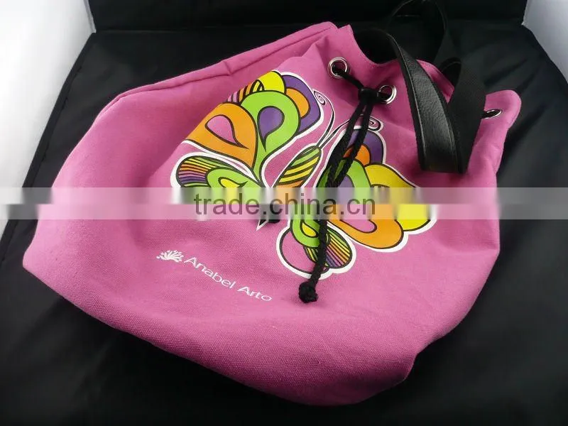 pink pu leather hand bag with leather belt for ladies