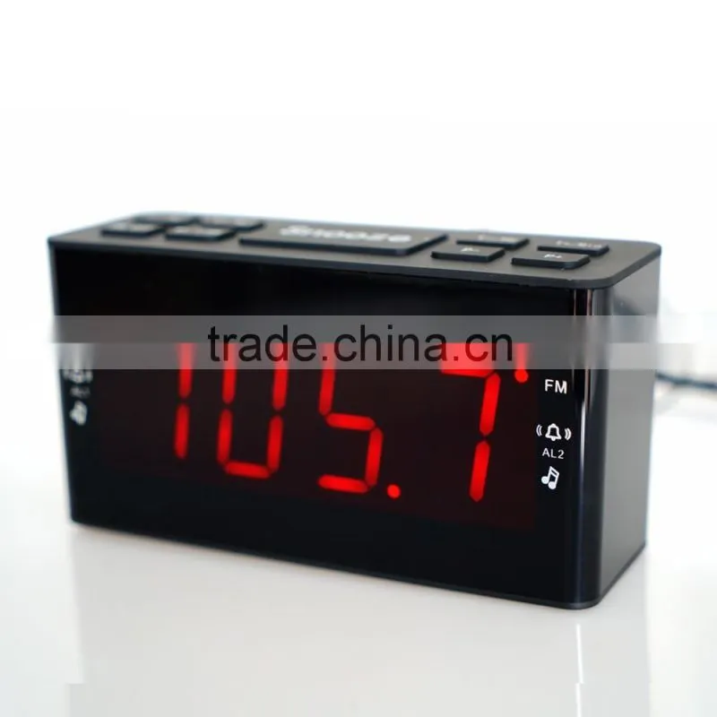 Hotel Digital Alarm Clock Radio Receiver Large Jumbo LED Display Snooze Sleep