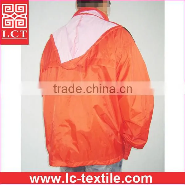 factory direct cheap price and quality guaranteed 190T nylon orange color working uniform hooded wind jacket for men(LCTU0064)