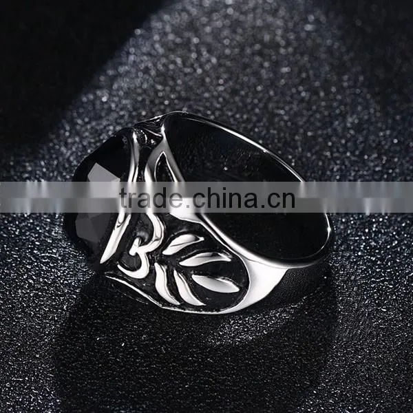 High Quality 2016 Retro Style Agate Stainless Steel Ring