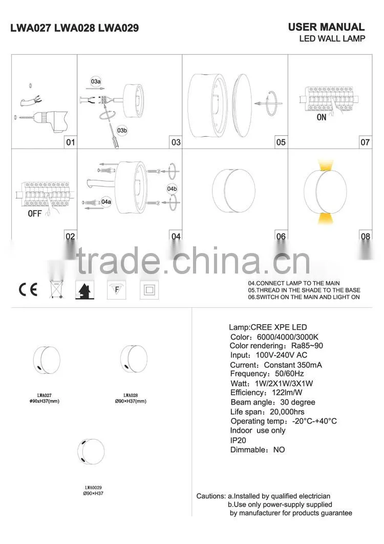 modern round led wall light& indoor led decorative wall light