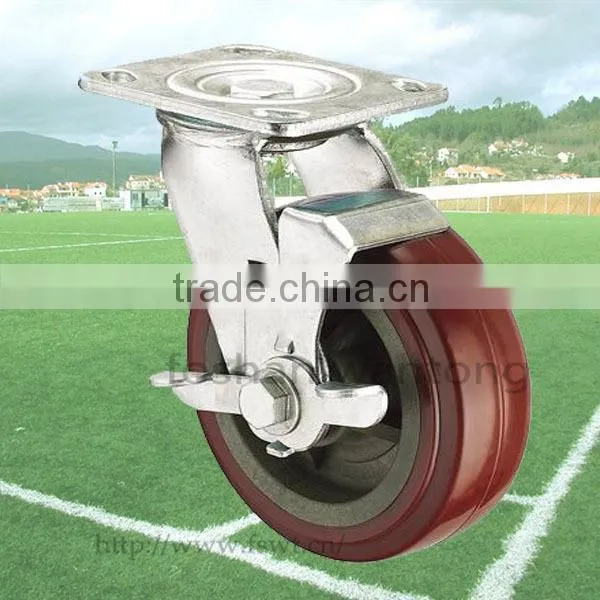 Brown PVC Heavy Duty Fixed Industrial Caster Wheel