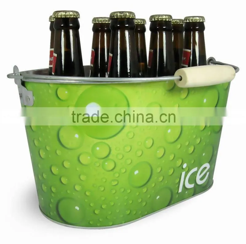 Customized Galvanized tin Ice Bucket, metal ice bucket with handle