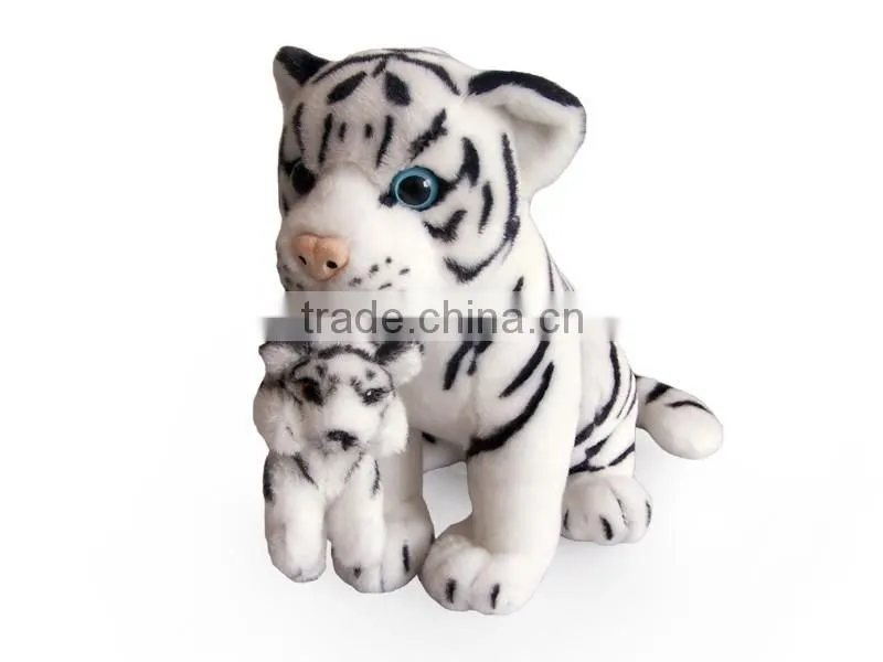 factory wholesale realistic plush toys sitting white tiger w/doll stuffed plush jungle animal toy super soft plush white tiger