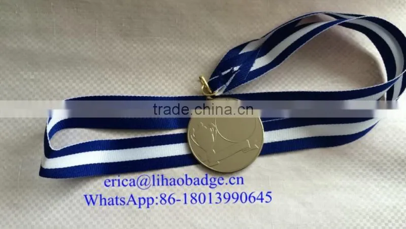 wholesales metal gold custom sport medals with ribbon