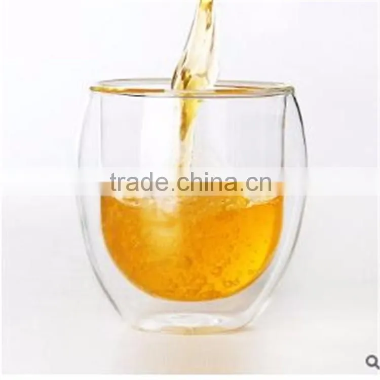 New product 400ml without handle borosilicate double wall glass ffee juice glass cup