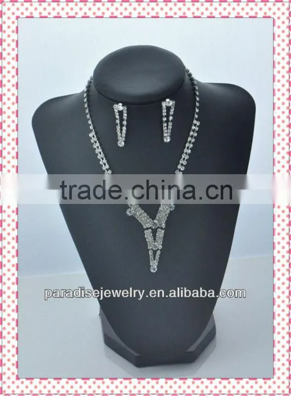 Rhinestone silver nice costume jewelry set/Fashion Necklace and earrings set for girls(Lead, Nickel & Cadmium Free)-NEW052109
