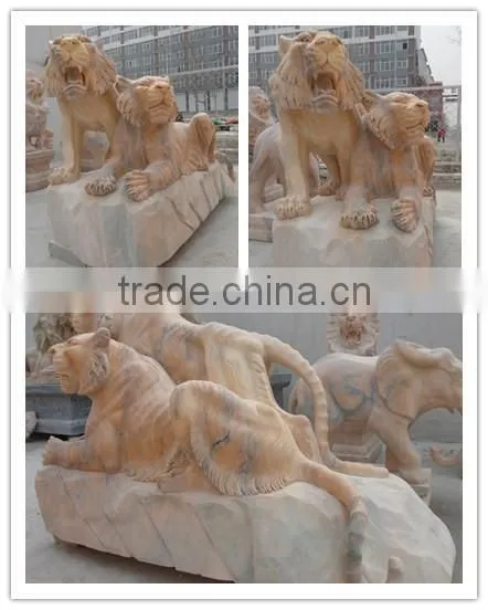 Life size natural stone marble lion statue