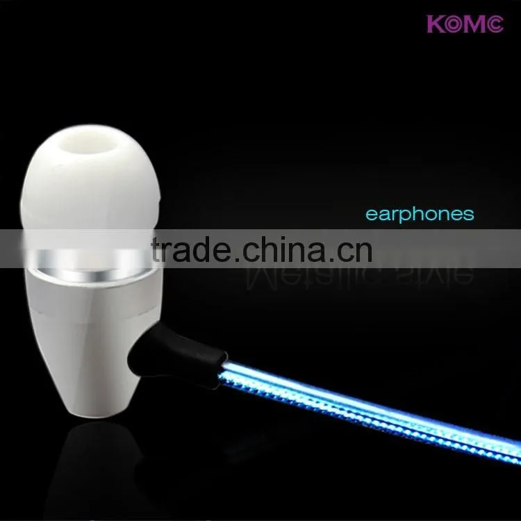 Flashing LED Earphones 2016 glowing earphone led earphone with mic