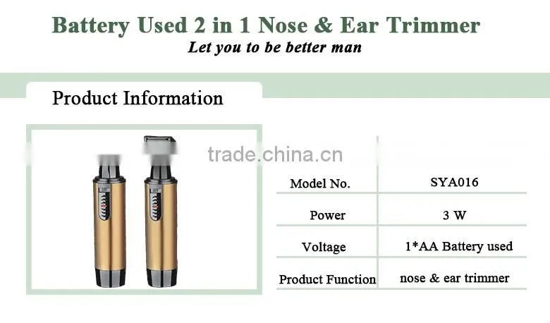 professional2 in 1manual ABS+Aluminum battery operated nose trimmer rotary blades