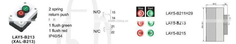LAY5-B213 2 spring return push button N/O contact push button